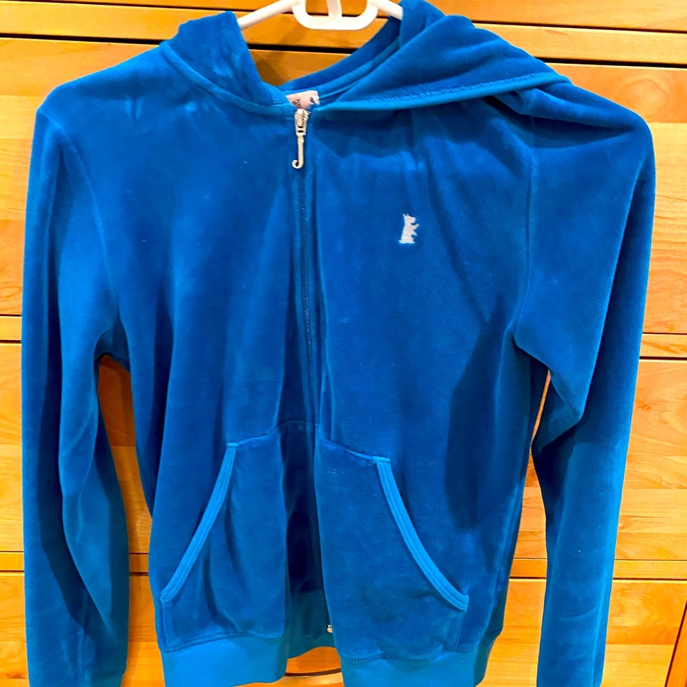 Blue Velour Juicy Zip Up - Youth 14